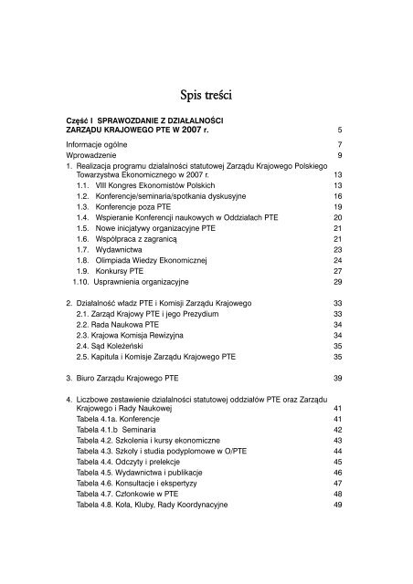 Sprawozdanie PTE za rok 2007 - Polskie Towarzystwo Ekonomiczne