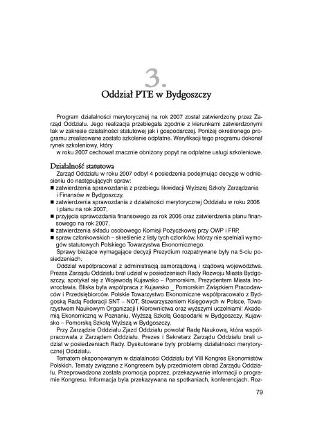 Sprawozdanie PTE za rok 2007 - Polskie Towarzystwo Ekonomiczne