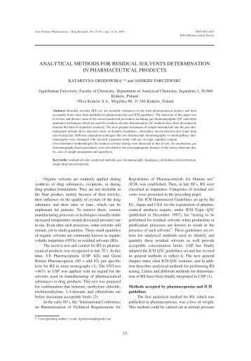 analytical methods for residual solvents determination