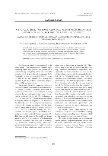 CYTOTOXIC EFFECT OF SOME MEDICINAL PLANTS FROM ...