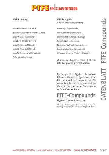 Eigenschaften und Kenndaten von PTFE-Compounds