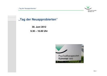 âTag der Neuapprobiertenâ - Psychotherapeutenkammer NRW