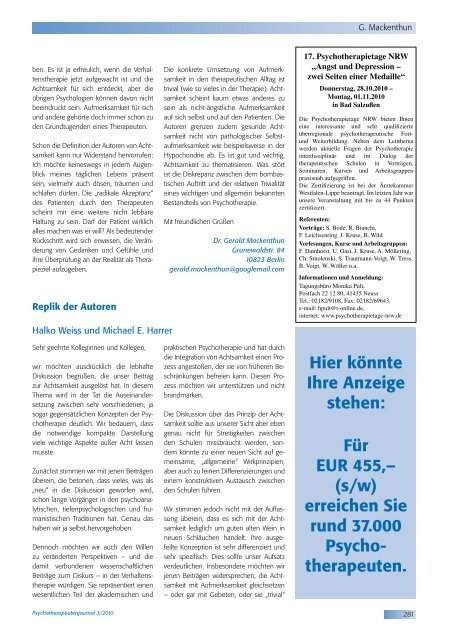 journal Psychotherapeuten - Psychotherapeutenkammer NRW