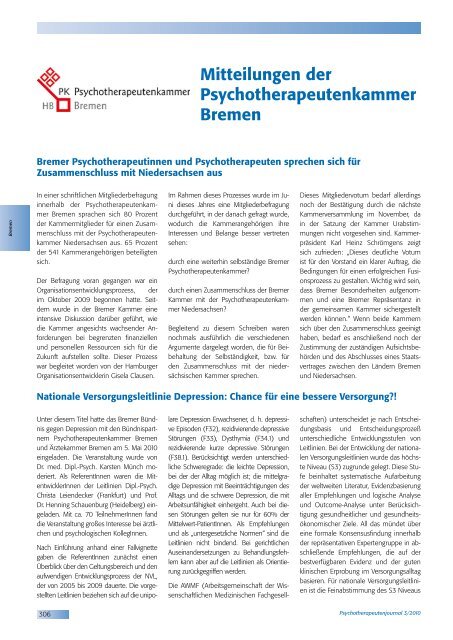 journal Psychotherapeuten - Psychotherapeutenkammer NRW