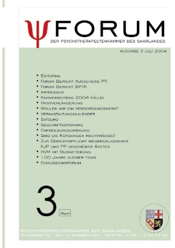 Forum Juli 2004 - Psychotherapeutenkammer des Saarlandes