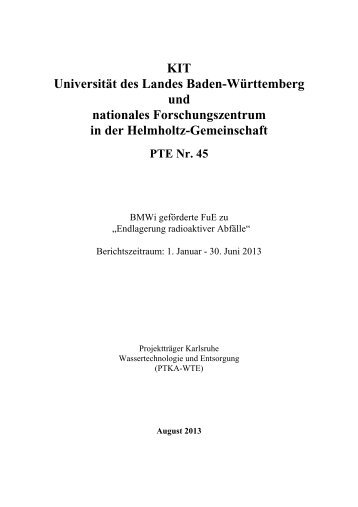 1.1 Entsorgung gefährlicher Abfälle - PTKA - KIT
