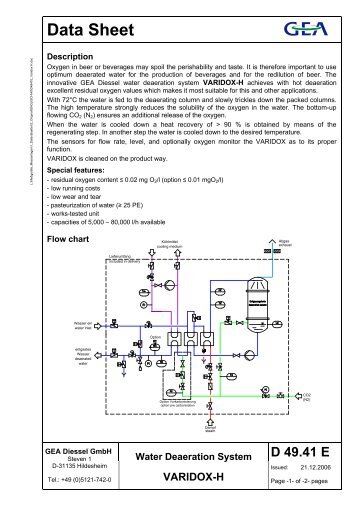 Water Deaeration System VARIDOX-H - GEA Diessel