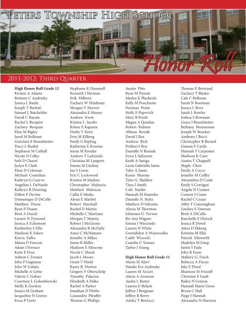 Honor Roll - Peters Township School District