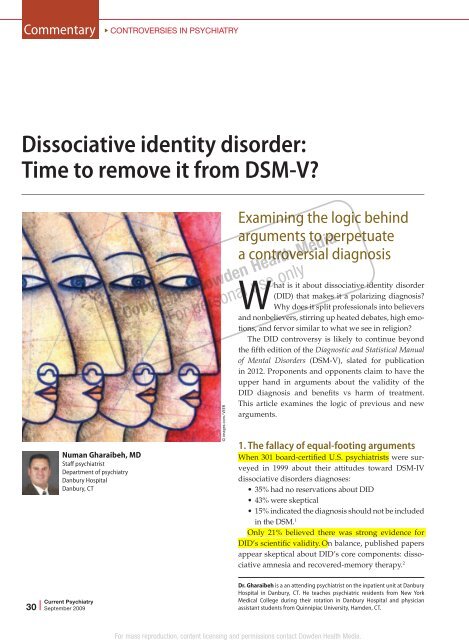 Dissociative identity disorder: Time to remove it from DSM-V ...