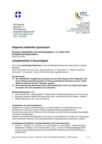 Allgemein bildendes Gymnasium Lehrplaneinheit 3 ... - PTZ