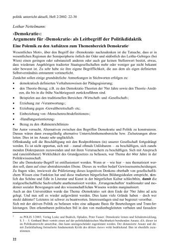 volltextpublikation als pdf-datei - Politik Unterricht Aktuell