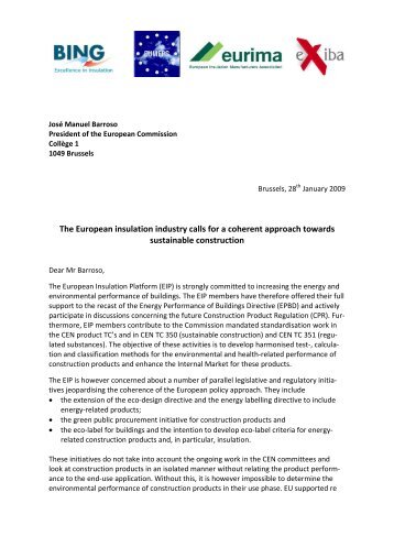 European Insulation Platform call for a coherent ... - PU Europe