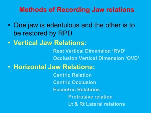 Methods of Recording Jaw relations
