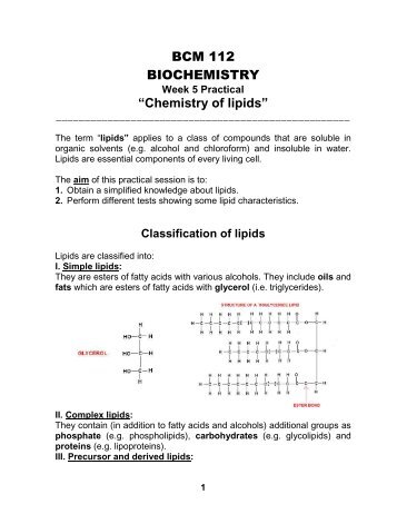 BCM 112 BIOCHEMISTRY âChemistry of lipidsâ