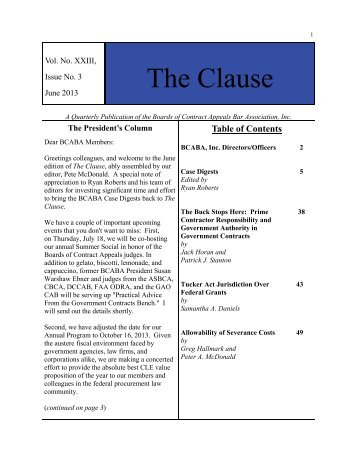 The Clause - Boards of Contract Appeals Bar Association, Inc.