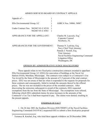 ARMED SERVICES BOARD OF CONTRACT APPEALS ... - PubKLaw
