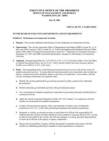 OMB Circular A-76 (Revised) - The White House