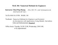 MAE 384 Numerical Methods for Engineers