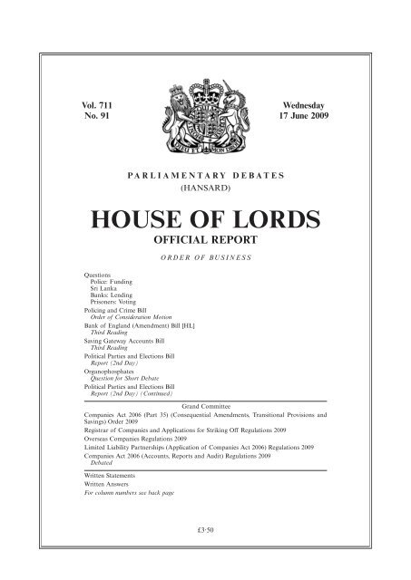 house of lords official report - United Kingdom Parliament