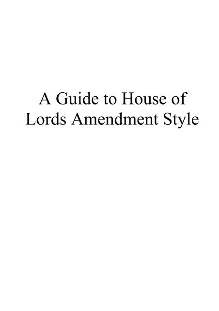 Guide to House of Lords amendment style