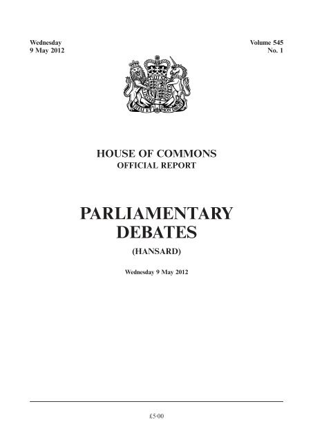 PARLIAMENTARY DEBATES - United Kingdom Parliament