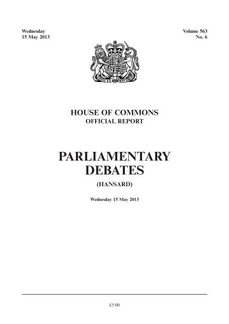 PARLIAMENTARY DEBATES - United Kingdom Parliament