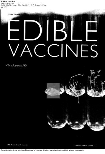 Edible Vaccines (1997) - Public Health Reports