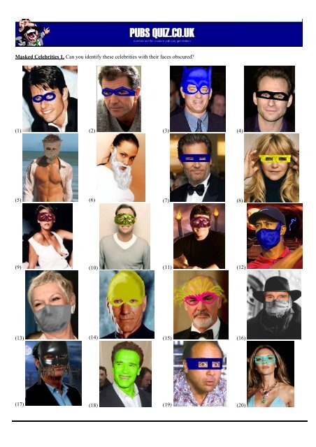 Download Masked Celebrities 1 Can You Identify These Celebrities Pubs Quiz PSD Mockup Templates