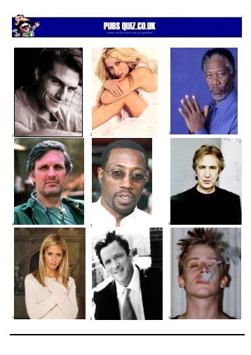 Name the Actors Picture Quiz - Pubs Quiz