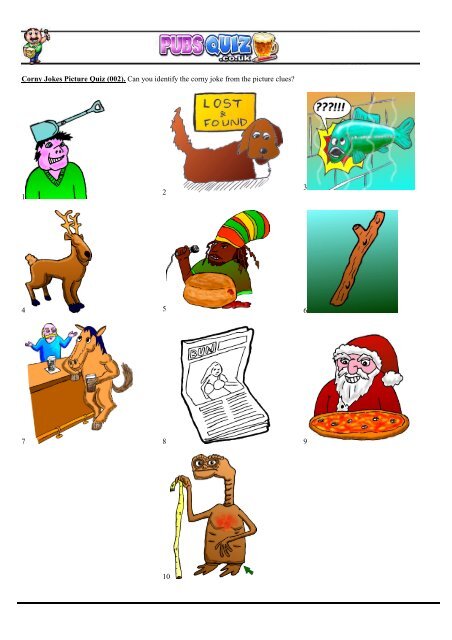 Corny Jokes Picture Quiz (002). Can you identify the ... - Pubs Quiz