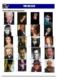 Famous English Folk (Actors and Actresses) - Pubs Quiz