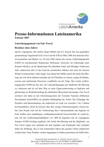 Presse-Informationen Lateinamerika - Fair Travel gGmbH