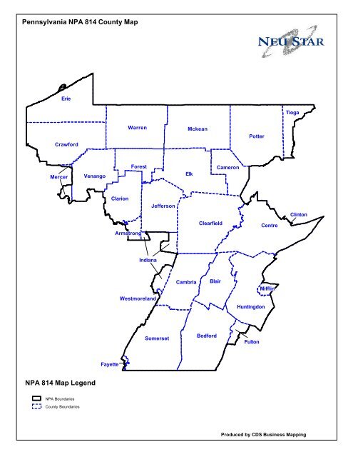 814 Area Code Map