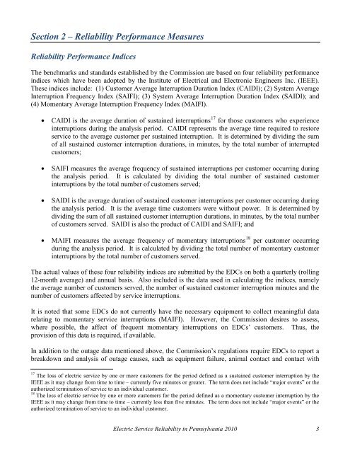 Reliability Report -- 1999 - Pennsylvania Public Utility Commission