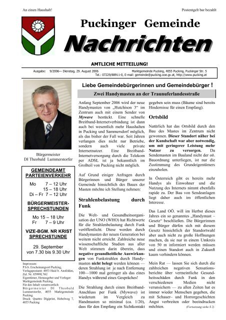 Gemeindenachrichten 9/2006 (0 bytes) - Gemeinde Pucking