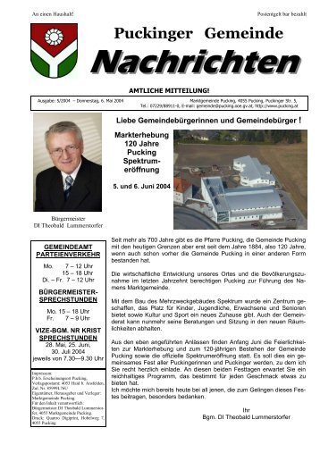 Gemeindenachrichten 5-2004 (0 bytes) - Gemeinde Pucking