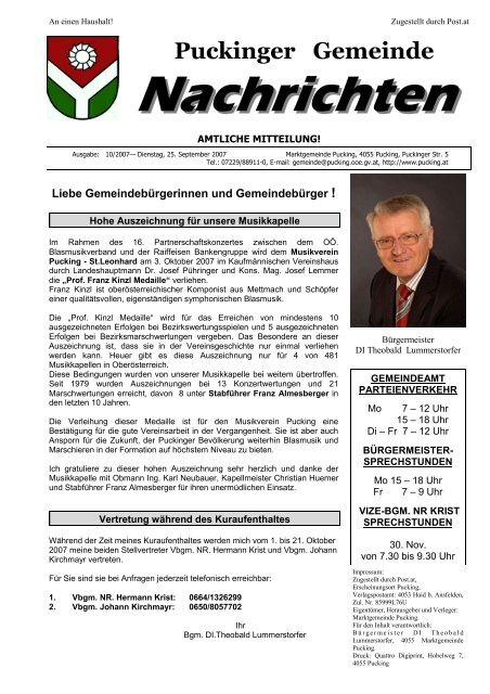 Gemeindenachrichten 10/2007 (0 bytes) - Gemeinde Pucking