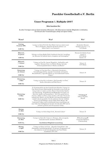 Erstes Halbjahr 2007 - Pueckler Gesellschaft eV Berlin