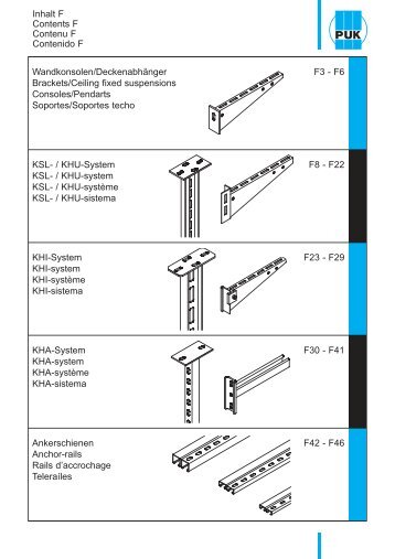 Inhalt F Contents F Contenu F Contenido F Wandkonsolen ... - Puk