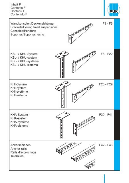 Inhalt F Contents F Contenu F Contenido F Wandkonsolen ... - Puk