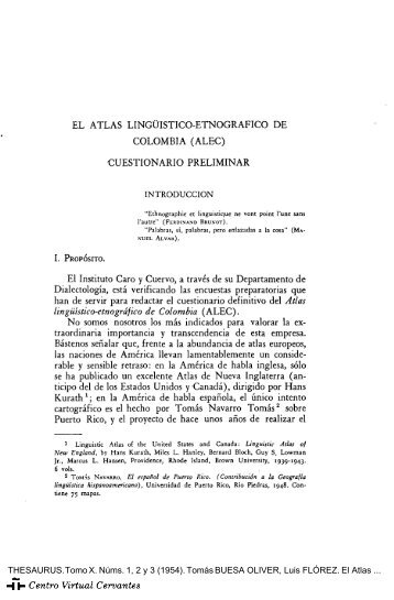El Atlas Lingüístico-Etnográfico de Colombia (ALEC). Cuestionario ...