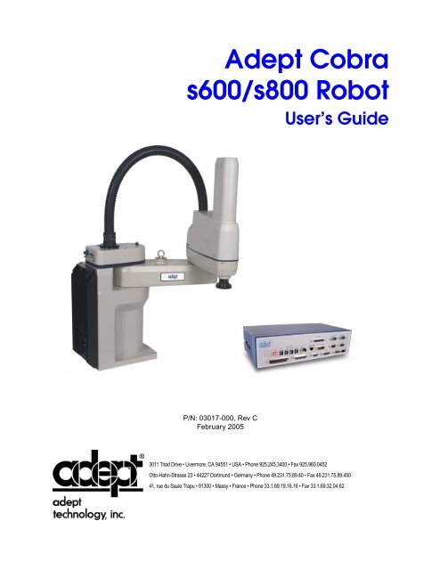 Adept Cobra s600/s800 Robot User's Guide - pulsar.com.tr