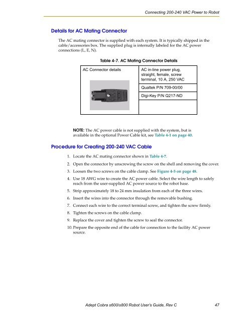 Adept Cobra s600/s800 Robot User's Guide - pulsar.com.tr