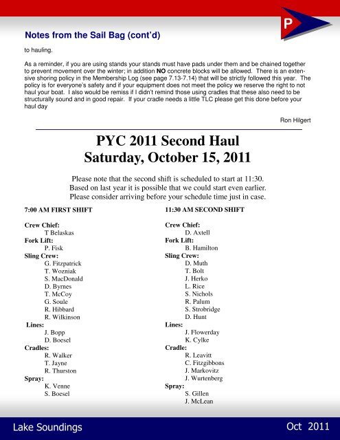 October - Pultneyville Yacht Club