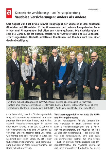 Publireportage Vaudoise Versicherung