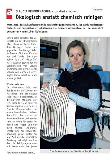 Publireportage Wetclean, Claudia Krummenacher