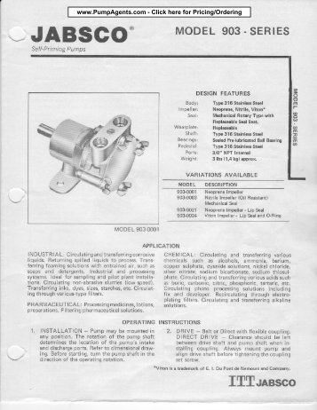 Jabsco 903-0021 Pump - PumpAgents.com