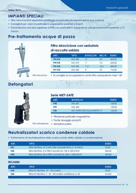 TD Acque Srl - listino 2014