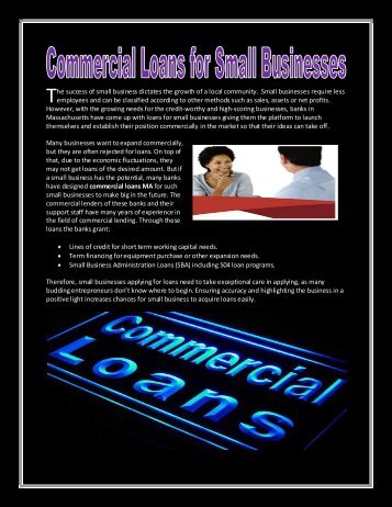  Commercial Loans for Small Businesses.