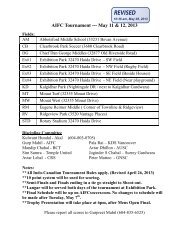 AIFC Tournament Schedule